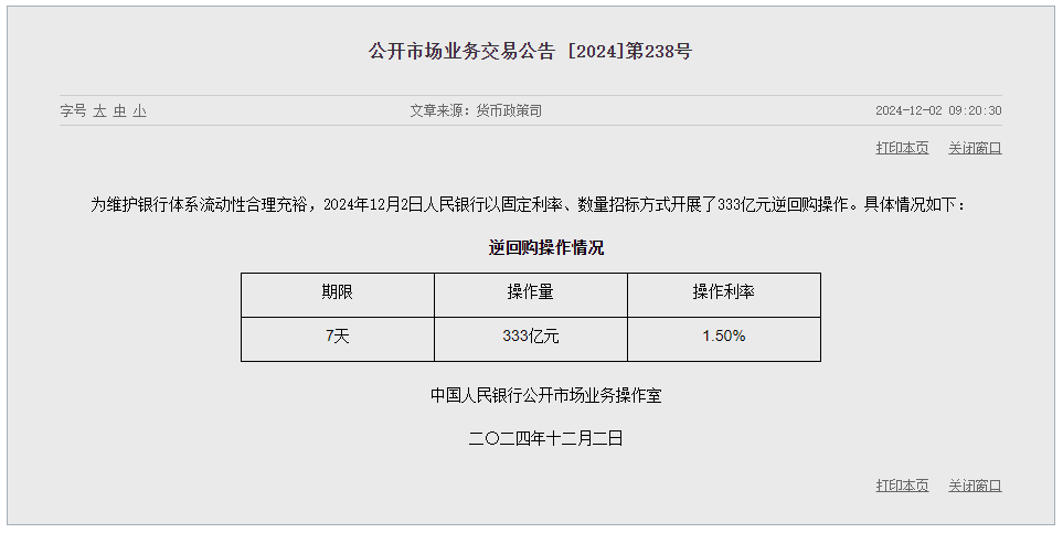 央行：2月开展了14000亿元买断式逆回购操作