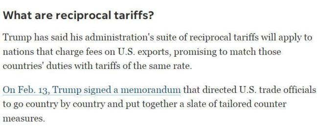 美国贸易代表称“对等关税”将于4月9日生效